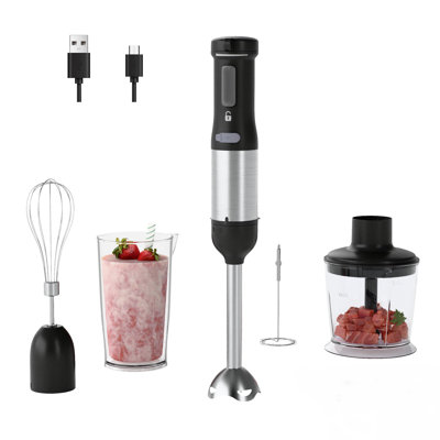 Whall Immersion Blender, Rechargeable Handheld Blender With Whisk, Milk Frother Attachments