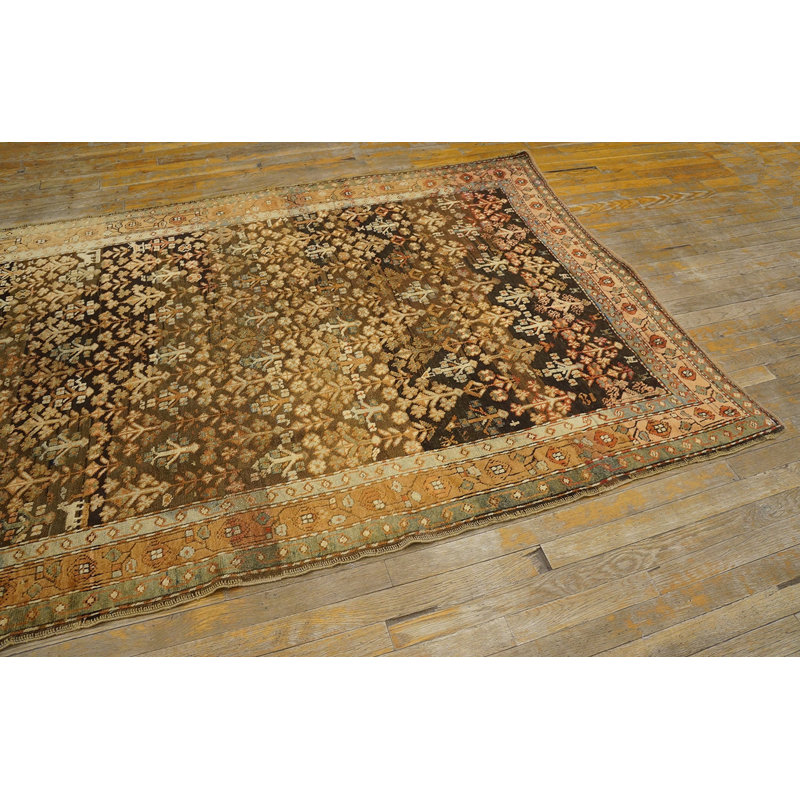 Brown Earthy Antique Caucasian Karabagh Tribal Geometric Animal Rug Dated 1893