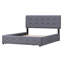 Grand lit plateforme tapissier gris foncé à 4 tiroirs. Pas de sommier tapissier. Tête de lit remplie de mousse. Et la structure du panneau de particules. Tête de lit confortable avec tiroirs de rangement pour chambre à coucher, printemps, lin-1962736937