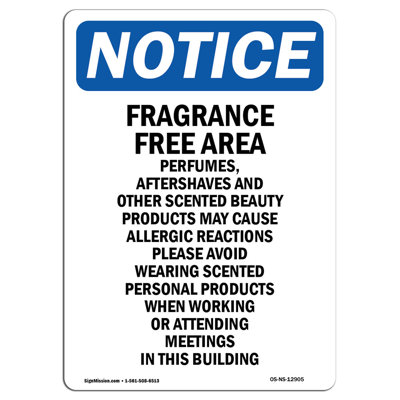 Fragrance Free Area Perfumes Sign