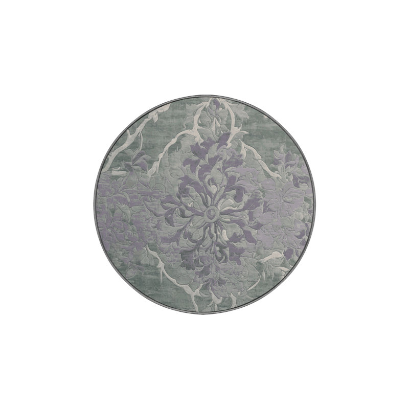 Machine Washable Gray Area Rug, Round 4'