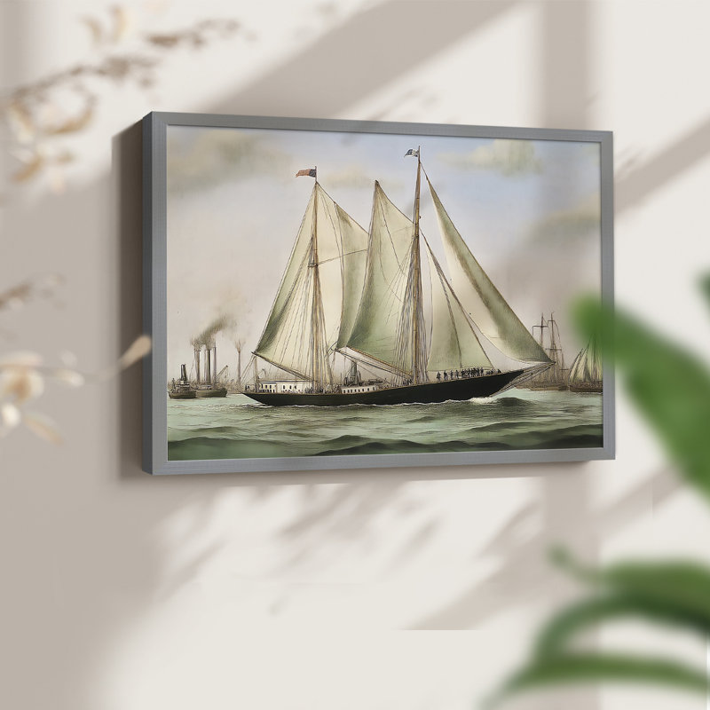 Nautical Series-CLXVI -Framed Print - Restickable, H 11 po x l 14 po, Gris