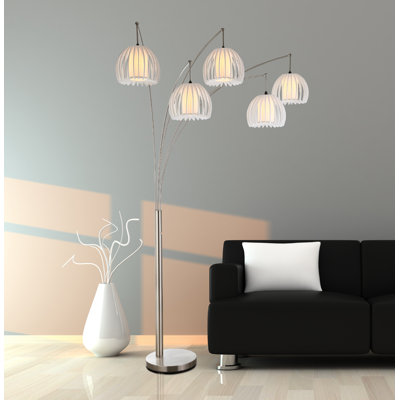 89'' Brushed Steel Tree Floor Lamp