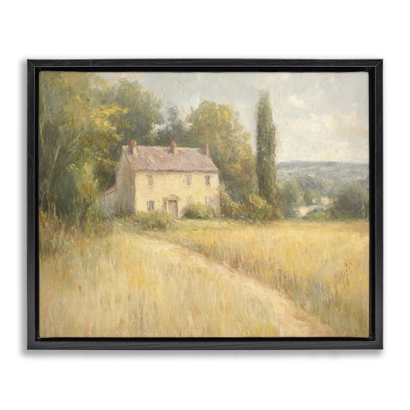 Cadre flottant Hide Away Cottage House, design par Petal Prints Design, H 25 po x l 31 po, Cadre flottant noir de jais