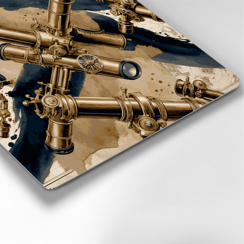 Art mural en métal, "Nautical Telescopes" beige, H 16 po x l 16 po