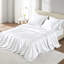 Ensemble de draps en satin blanc de luxe pour lit simple (4 pièces) - Infroissable, doux pour la peau et les cheveux, convient aux matelas de 40 cm d'épaisseur, comprend un drap plat et des taies d'oreiller. Dompte les frisottis pour un sommeil réparateur et paisible.