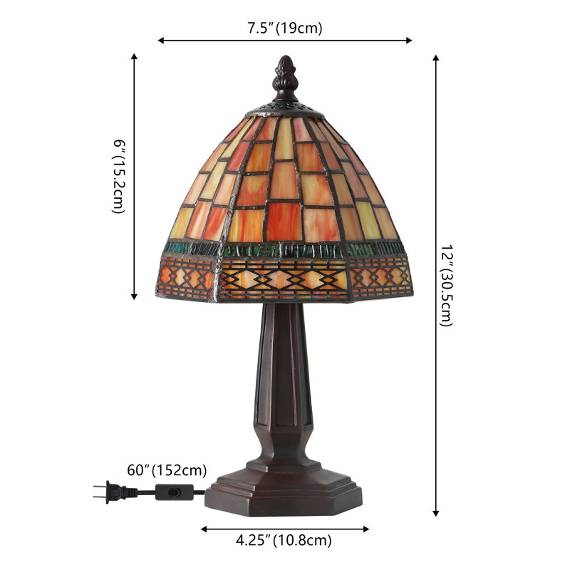 Lampe de table 12" ligon tiffany, Rouge / Jaune
