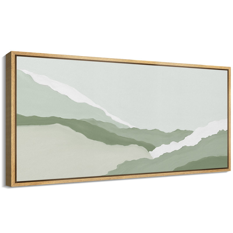 «Minimal Landscape Abstract Texture Green and White», reproduction sur toile, H 30 po x l 60 po, Naturel