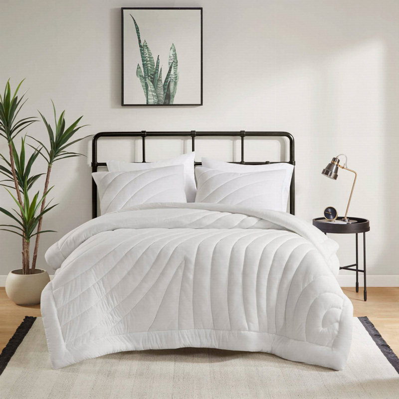 Ensemble d'édredon 3 pièces, Blanc, Édredon double / grand et 2 pièces supplémentai