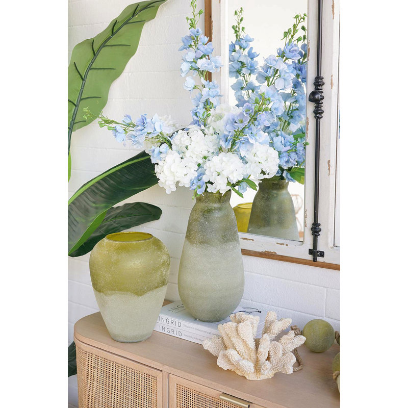 Vase en verre D6.5x12.5 ", vert