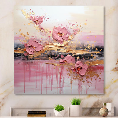 Gold And Pink Modern Liquid Shapes II - Abstract Metal Wall Art Decor -  Ivy Bronx, 2126D4C2253742B3982AA0BC4DB33C19