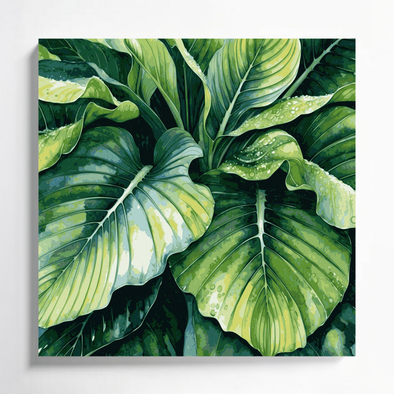 Art mural sur toile Botanical Colocasia, H 8 po x l 8 po
