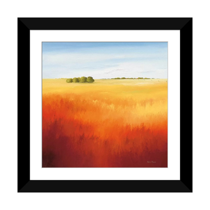 « red field ii », impression sur toile, H 16 po x l 16 po x P 1 po, Papier d'art encadré noir, Blanc