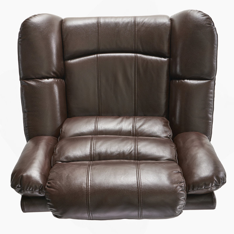 Texian 71" Wide Manual Glider Club Recliner, Brown Faux leather