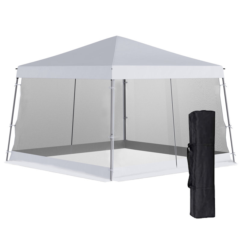 Tente à auvent inclinable avec filet Outsunny, Blanc