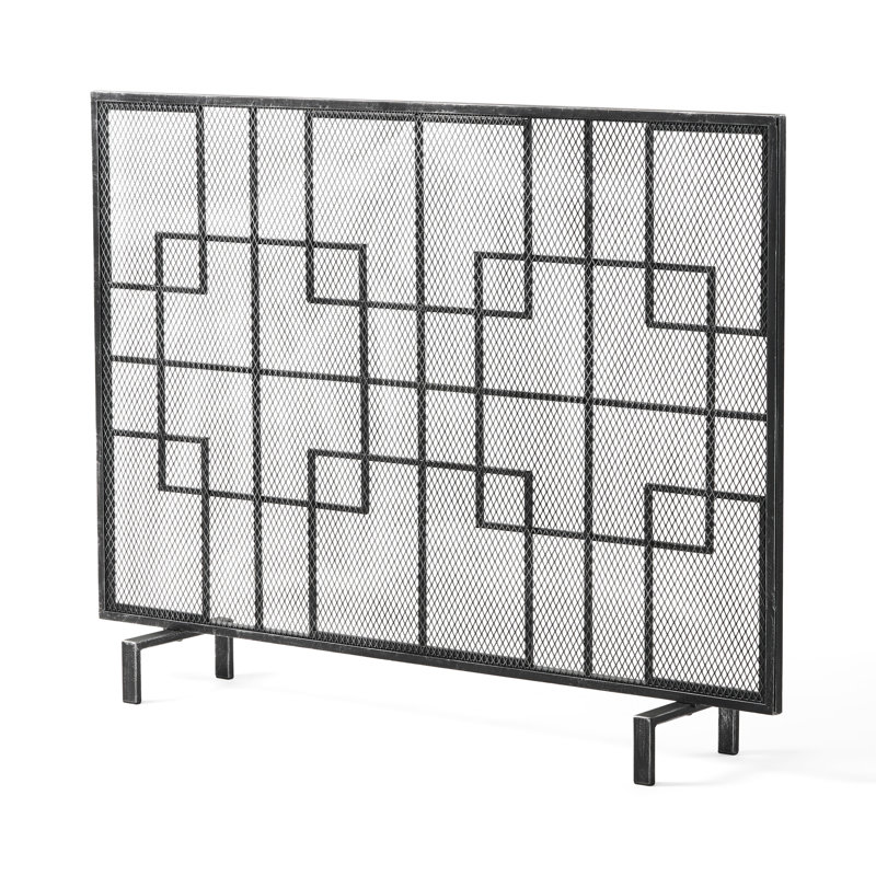 Geometric Iron Fireplace Screen - Add A Stylish Element To Your Pattern Protector