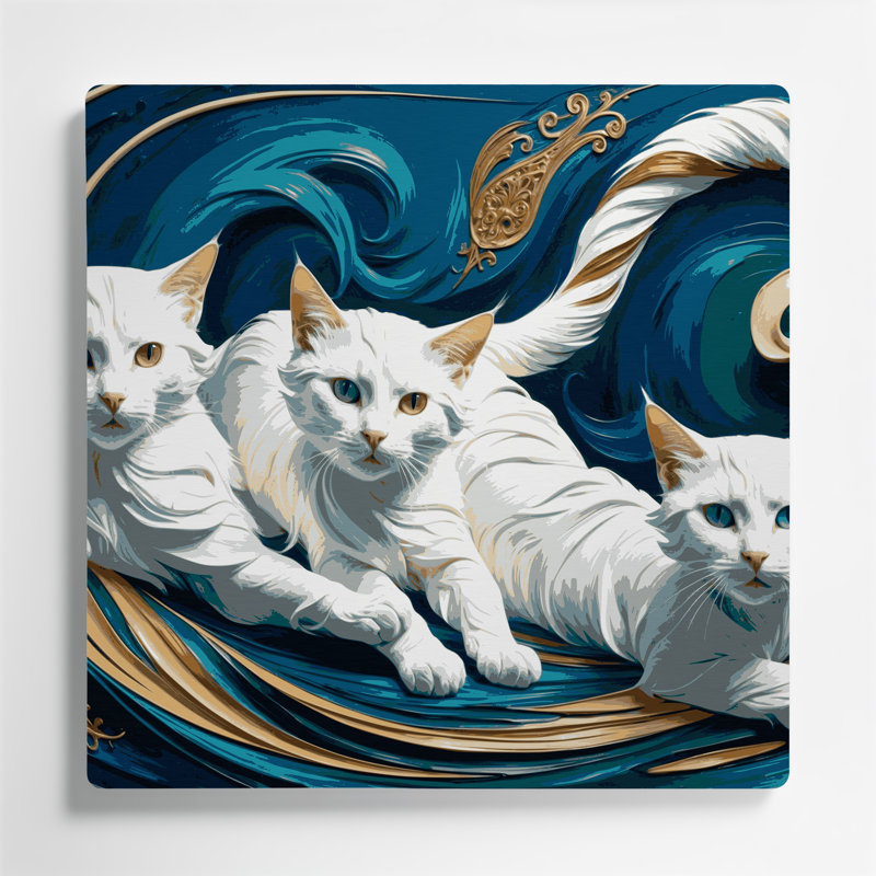 Cats Turkish Van Blue, art mural en métal, H 12 po x l 12 po