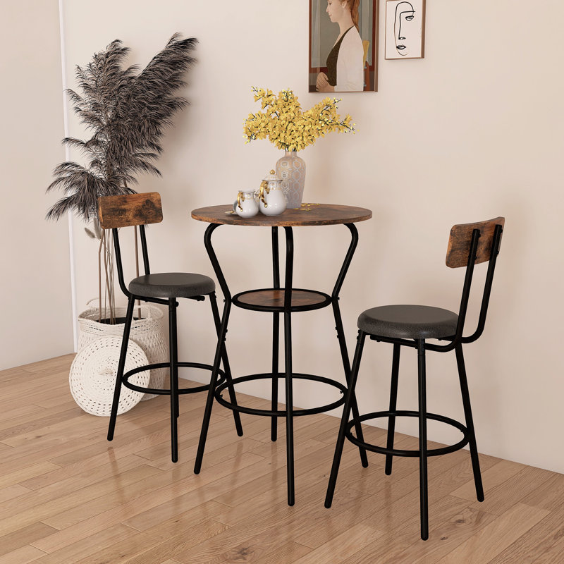 Ensemble de table de bar ronde et tabouret avec tablette