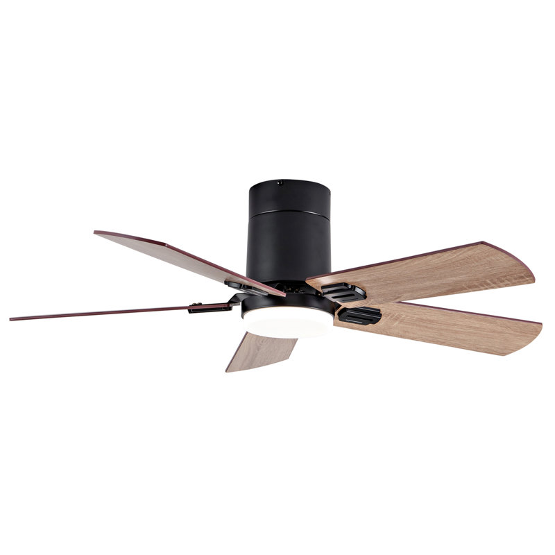 Ventilateurs de plafond à profil bas de 42 pouces avec lumière et télécommande, à DEL à intensité variable, moteur CC réversible silencieux, pour une utilisation à l'intérieur ou à l'extérieur (noir)