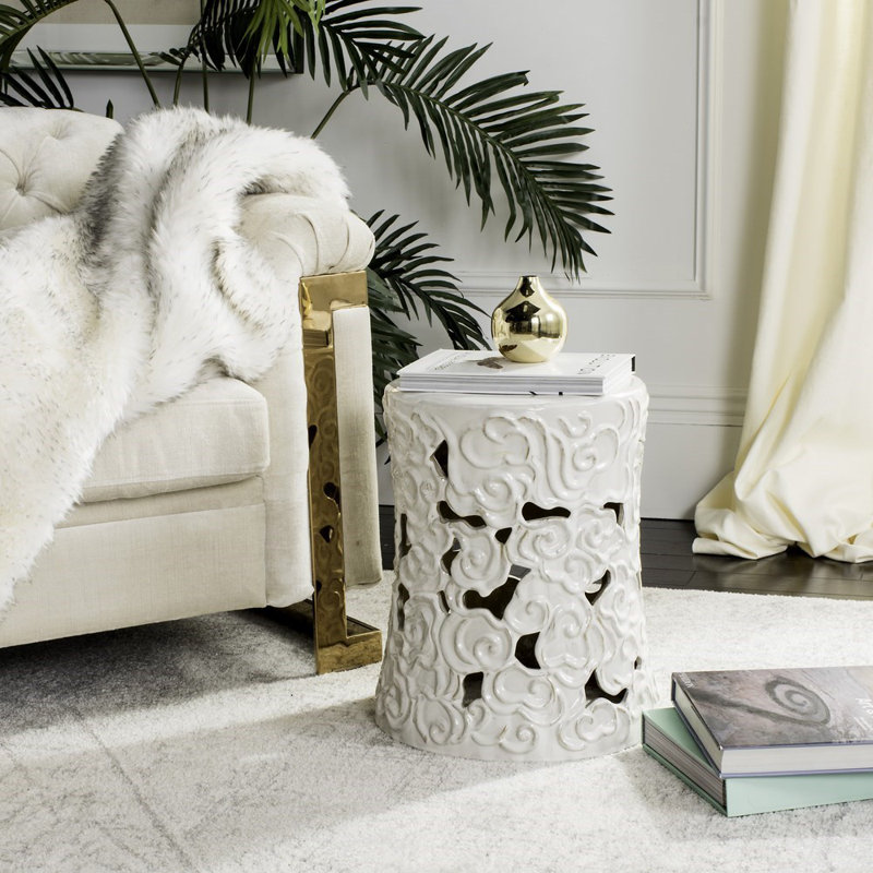 Tabouret de jardin en céramique Beckham, Blanc