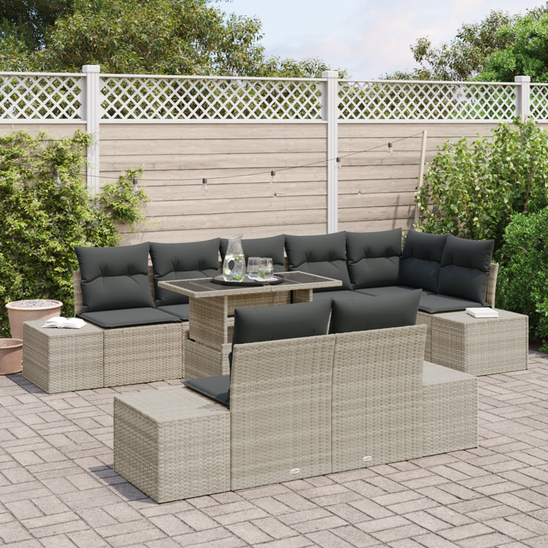 319cm Wide Patio Sofa with Cushions