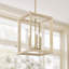 Luminaire suspendu 3 lumières Jarim en laiton moderne avec des accents de rotin naturel clair