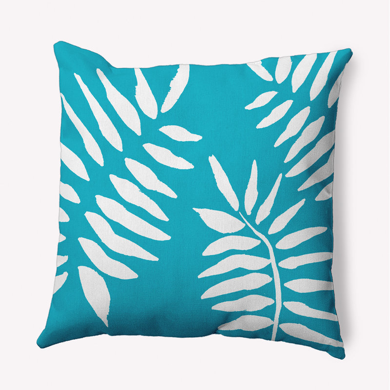 Coussin décoratif réversible d'intérieur / extérieur Beach Beach, H 16 po x l 16 po, Floral turquoise des Caraïbes