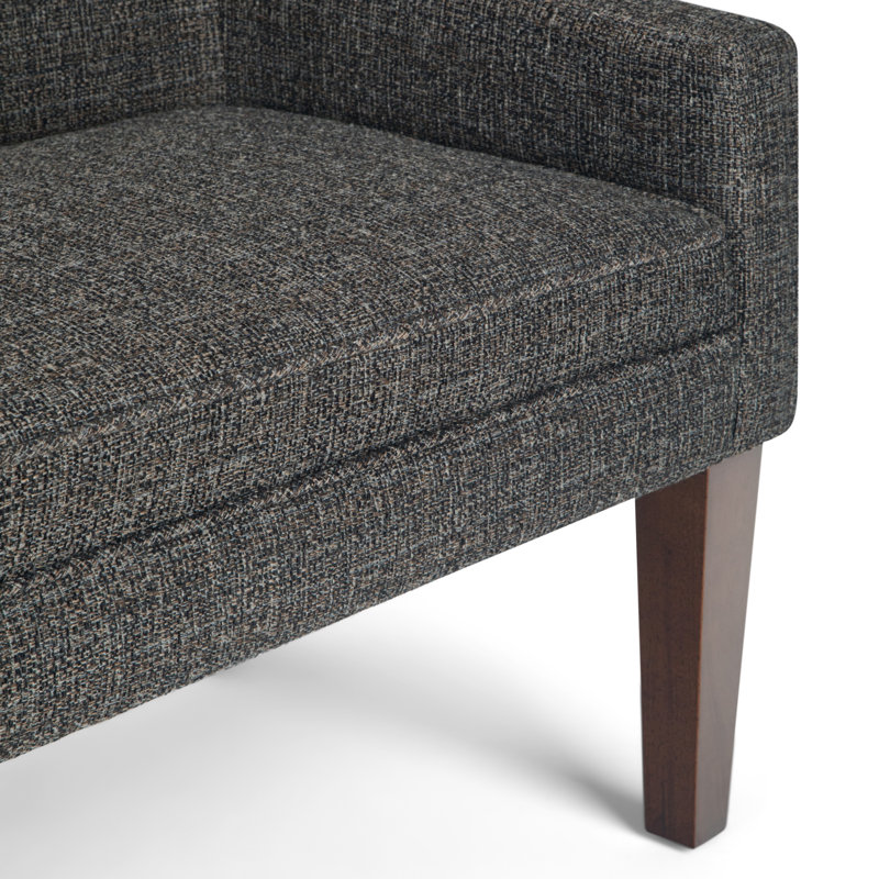 Parris 50"W Upholstered Contemporary Bench with Tufted Cushion and Solid Wood Legs, Dark Gray/Espresso