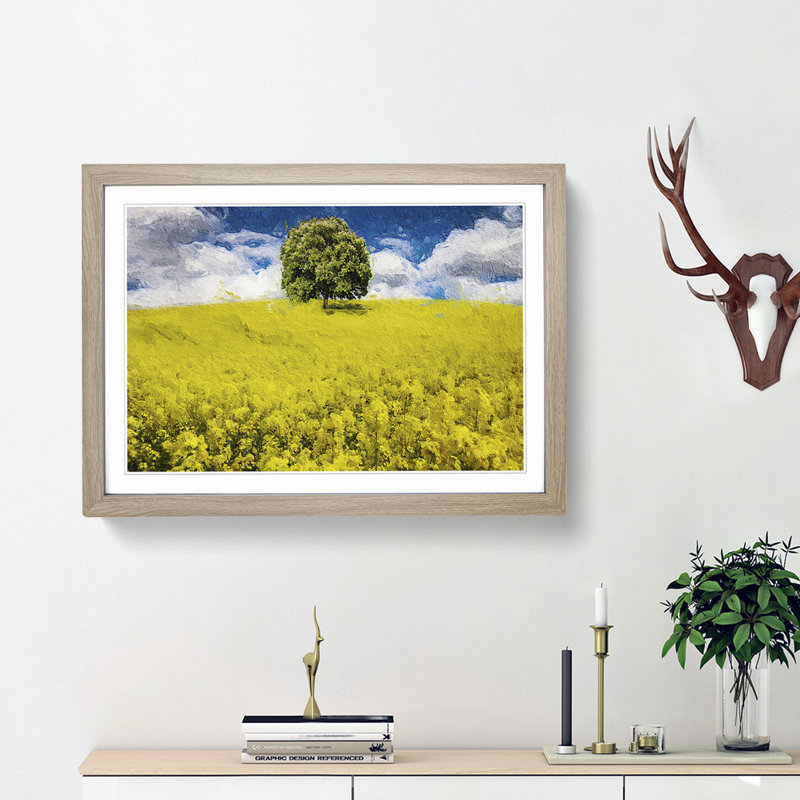 Chestnut Tree in Spring - Picture Frame Painting Print, 27cm H x 36cm W x 2cm D, Oak Framed