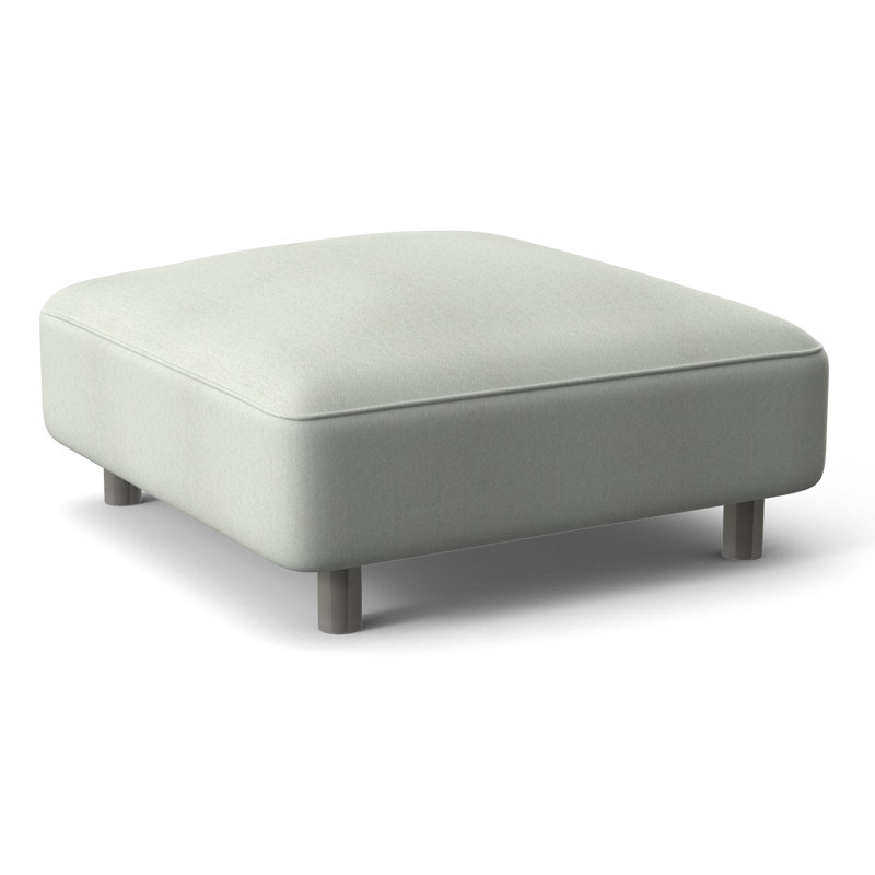 Avanni Outdoor Ottoman with Cushion, Light Grey/Dark Grey Linen 6032-110, Silver