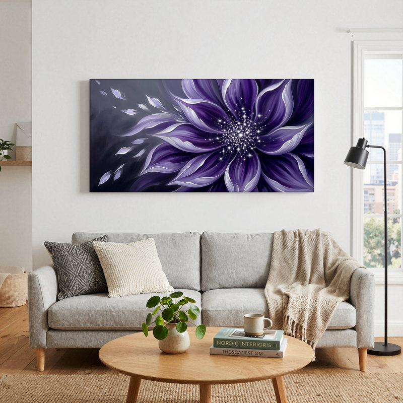Fleur mauve, reproduction d'art sur toile, ensemble de 1, Wrapped Canvas, 32“W x 16”H