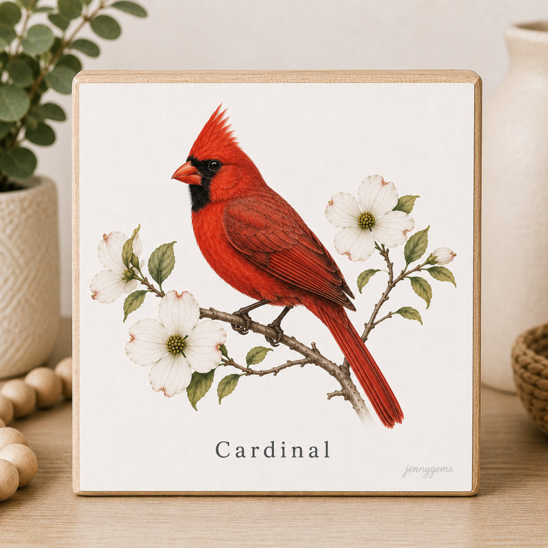 Bloc décoratif carré en bois Cardinal Mini Art Block, 5,5 pouces
