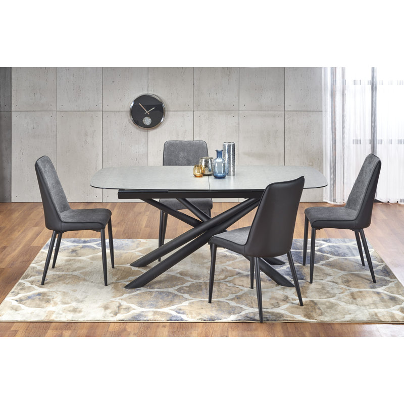 Adlen Glass Top Metal Base Dining Table