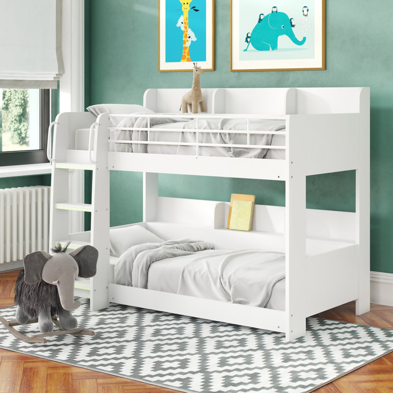Abby Single (3') Standard Bunk Bed with Bookcase, White