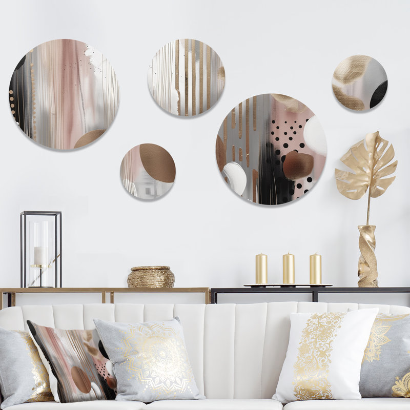 Décoration murale transitionnelle en métal rose et rose I - formes modernes
