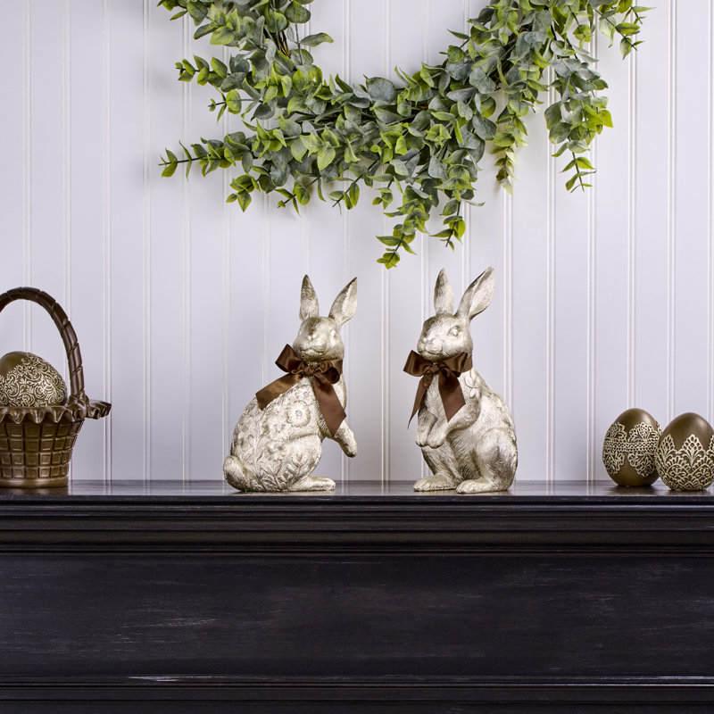 Lapin doré en résine 11 po