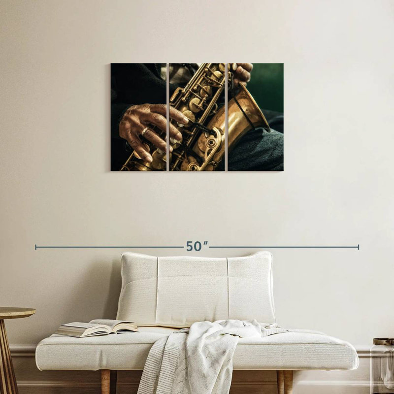 Vieux saxophoniste Abarca, H 20 po x l 33 po
