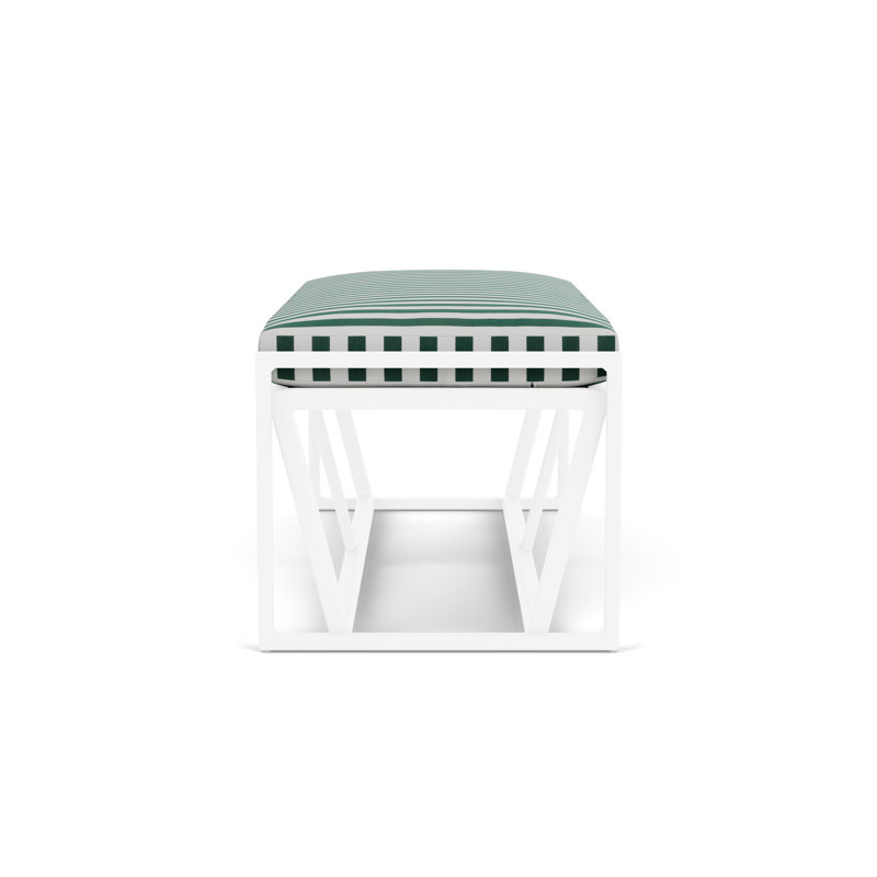 Summit Outdoor Dining Bench, White, Safari White Stripe
