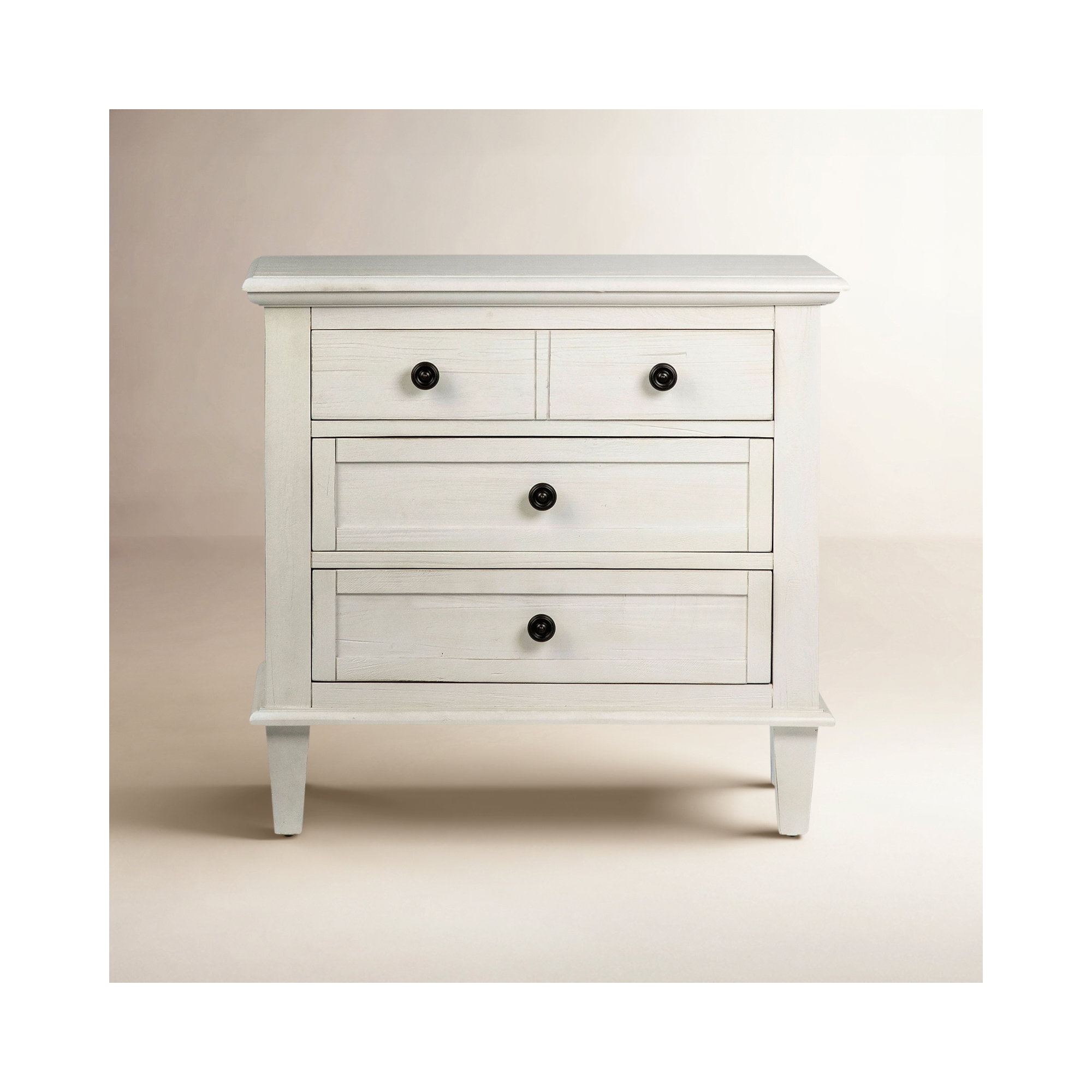 Mykonos 3-Drawer Solid Wood Nightstand in White