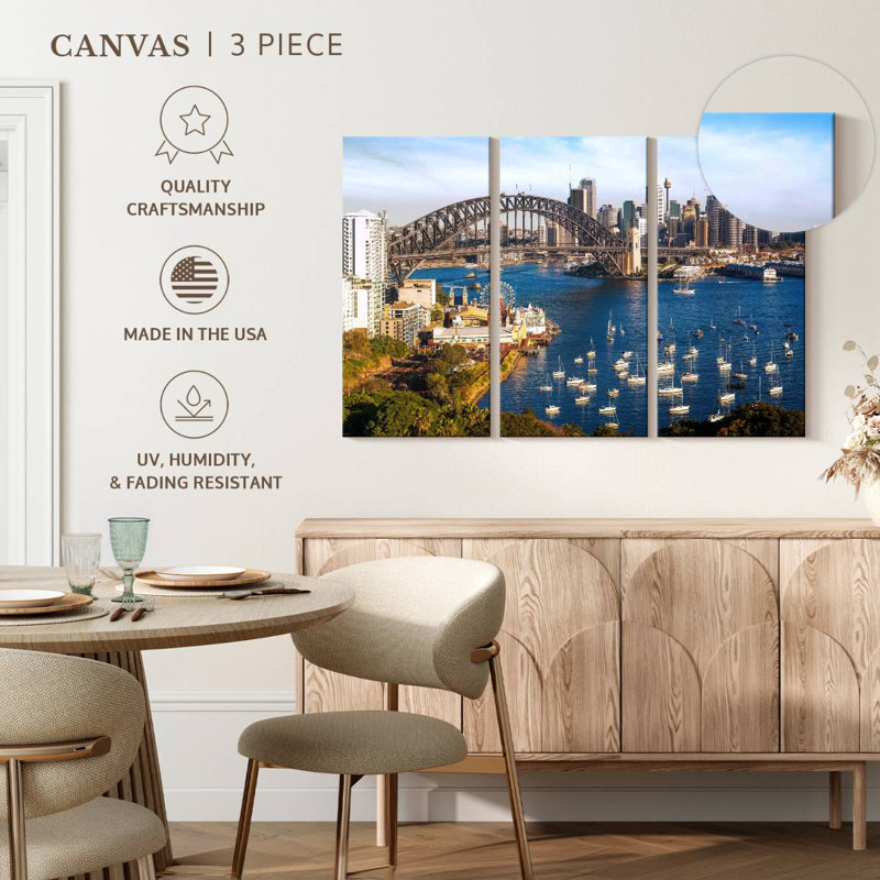 Vue panoramique de Sydney, H 36 po x l 57 po