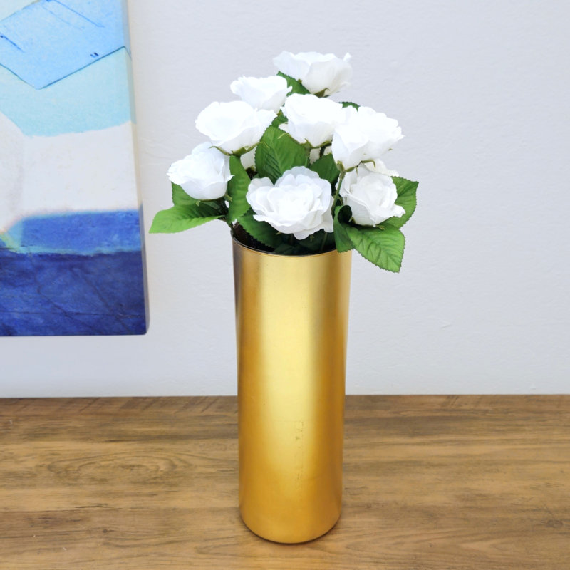 Vase en verre FLORA, Hauteur totale - 11,75 po, Doré