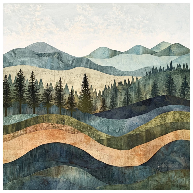 Layered Mountain Landscape Bath Mat, L 34 po x L 21 po