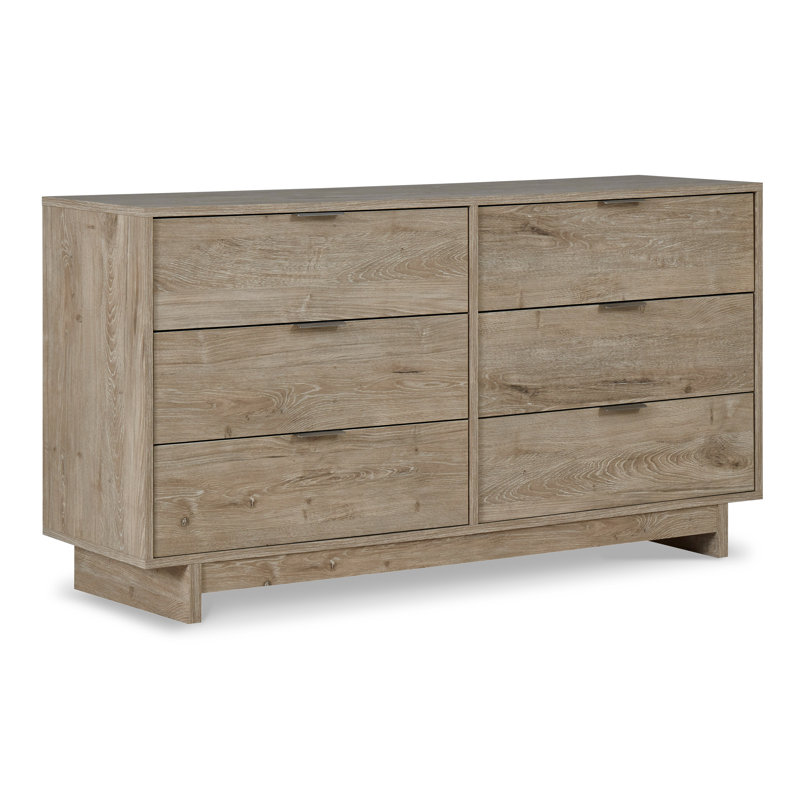 Commode double 6 tiroirs Elfidio, H 30,75 po x l 59,02 po x P 18,74 po