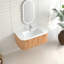 Meuble-lavabo de salle de bain mural 36 po à lattes flottantes courbées 36 po avec lavabo en céramique massif et 2 tiroirs latéraux sans robinet, pré-assemblé