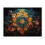 Art bouddhiste sarcelle orange mandala harmonie sur bois