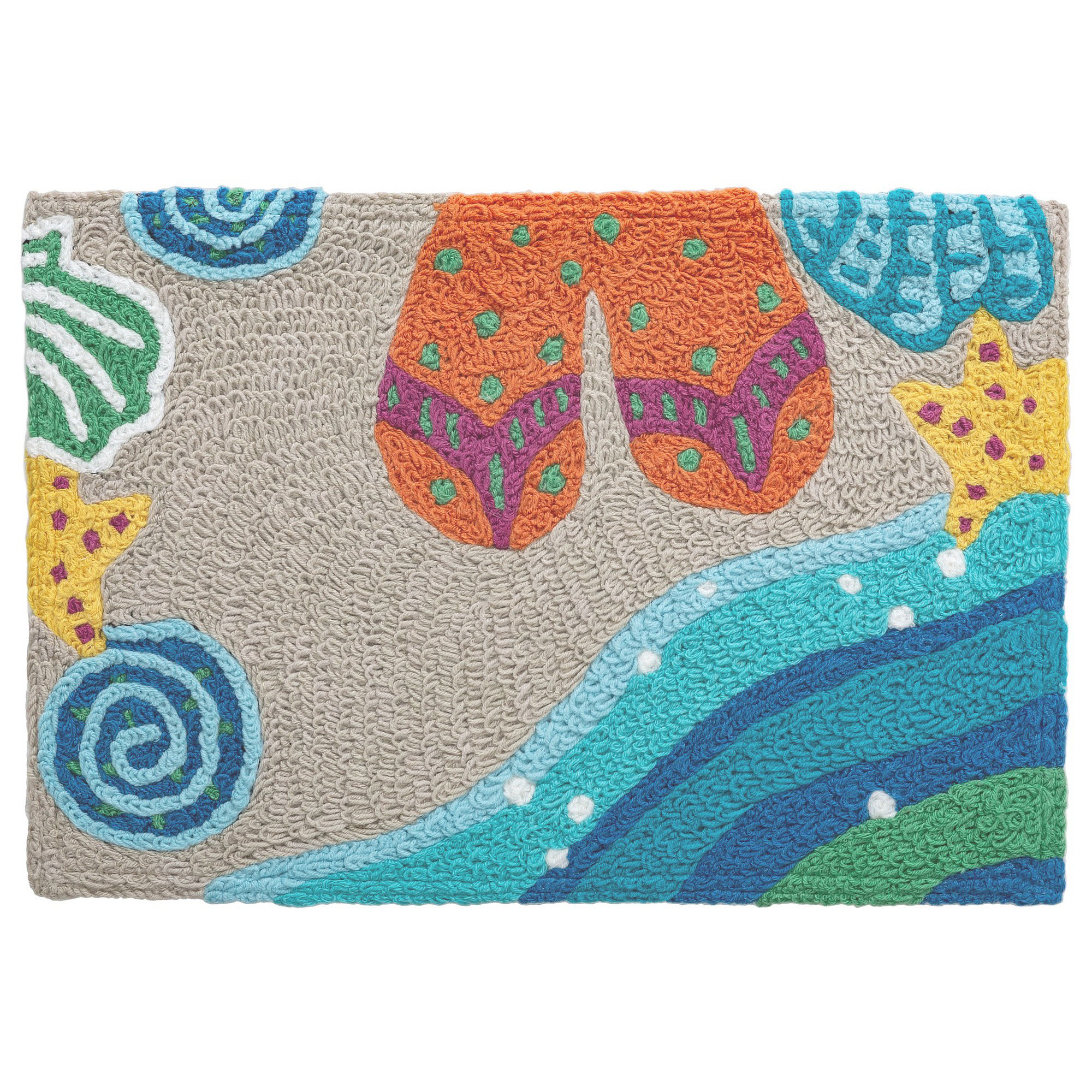 Rosecliff Heights Seaside Sandals Beach Themed Jellybean Accent Rug