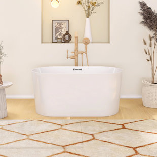 51.2 In. X 27.6 In. Acrylic Freestanding Soaking Bathtub In Glossy White With Chrome Center Drain