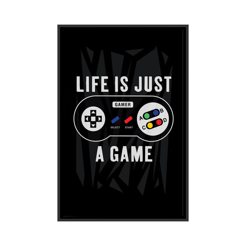 «Gaming V», reproduction d'art sur toile encadrée, Noir, Impression dans un cadre flottant sans passe-parto