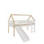 Twin Loft Bed with Slide for Kids – Solid Pine Wood House-Frame, Low Loft Playhouse Bed with Ladder & Safety Rails by From the Tree Furniture