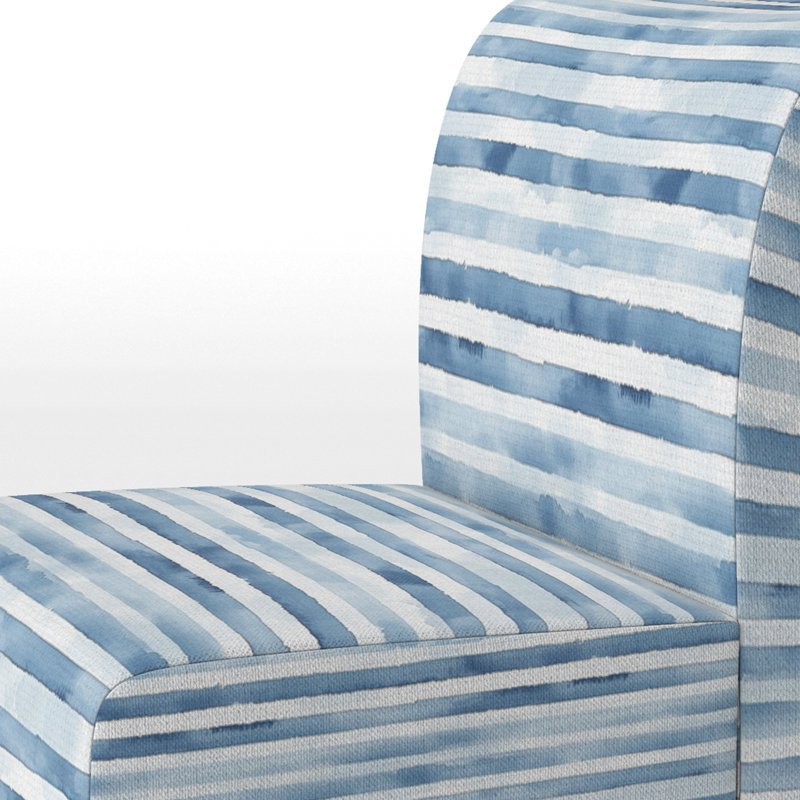 Fauteuil de chambre rayé bleu et blanc, Pantoufle sans accoudoirs